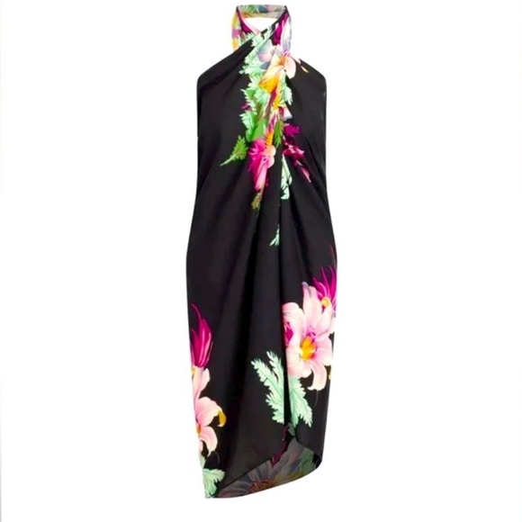 Walter Baker Floral Paradise Sarong Grand Magnolia Scarf Dress Skirt One Size - Picture 3 of 9